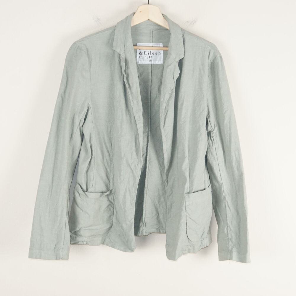 Frank and Eileen Performance Linen Blend Green Blazer jacket Womens Sz XL